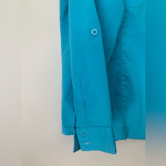 Cathy Blue Buttoned Down Detailed Tailored Shirt with zipper Pockets - Picture 5 of 9